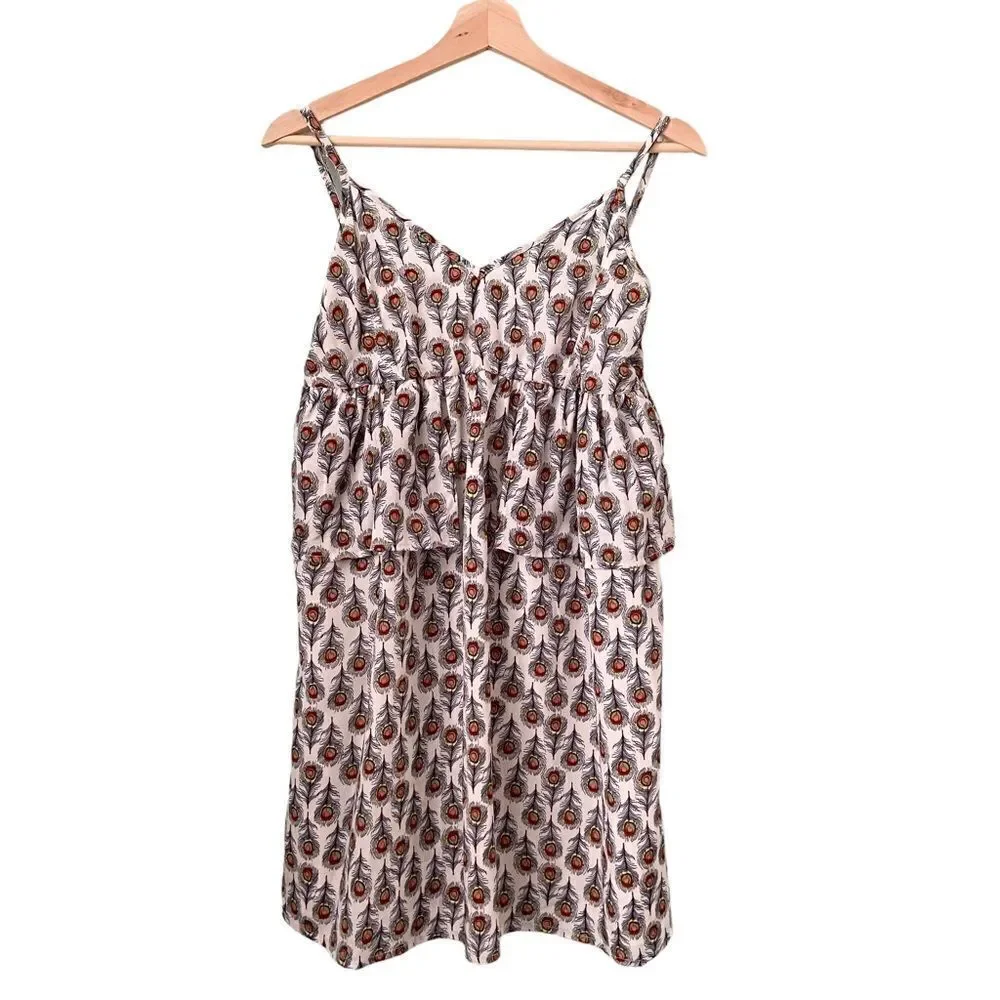 Anthropologie Oat + Fawn Tiered Peacock Mini Dress in Size Medium